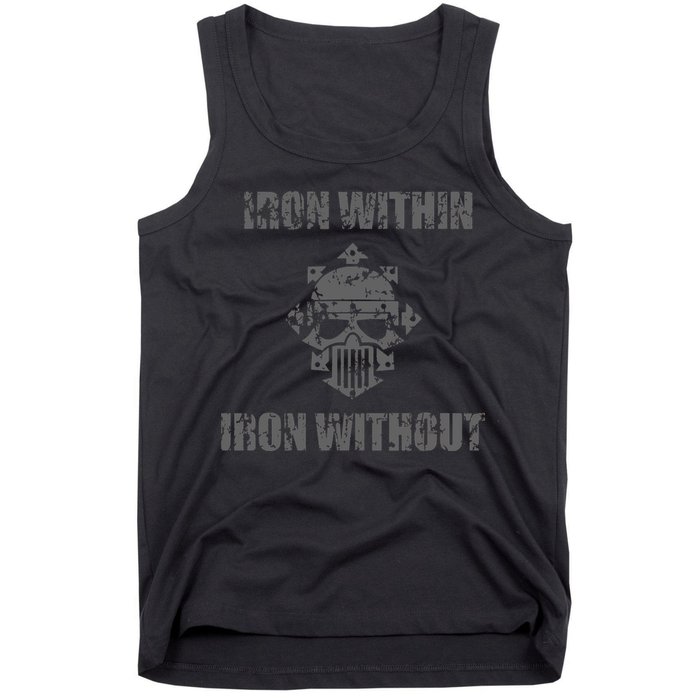 Iron Within Iron Without Marines Helmet Distresses Tank Top