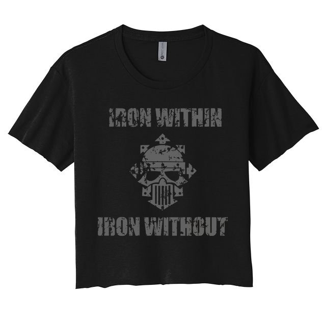 Iron Within Iron Without Marines Helmet Distresses Crop Top