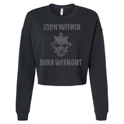 Iron Within Iron Without Marines Helmet Distresses Cropped Pullover Crew