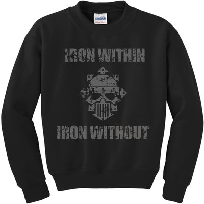 Iron Within Iron Without Marines Helmet Distresses Kids Sweatshirt