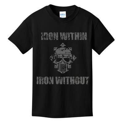 Iron Within Iron Without Marines Helmet Distresses Kids T-Shirt