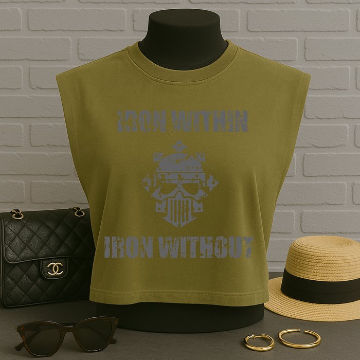 Iron Within Iron Without Marines Helmet Distresses Garment-Dyed Women's Muscle Tee