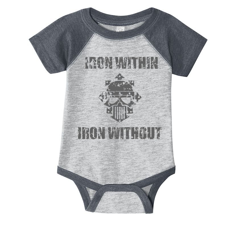 Iron Within Iron Without Marines Helmet Distresses Infant Baby Jersey Bodysuit