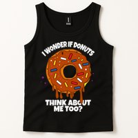 I Wonder If Donuts Think About Me Too | Doughnuts Cute Donut Tank Top