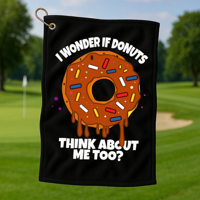 I Wonder If Donuts Think About Me Too | Doughnuts Cute Donut Golf Towel