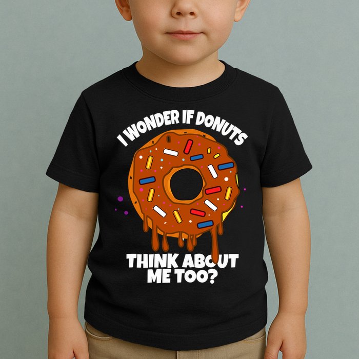 I Wonder If Donuts Think About Me Too | Doughnuts Cute Donut Toddler T-Shirt