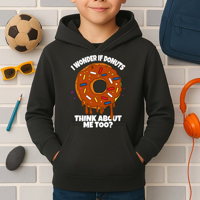 I Wonder If Donuts Think About Me Too | Doughnuts Cute Donut Kids Hoodie