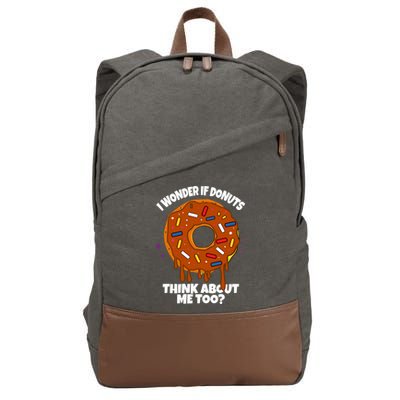 I Wonder If Donuts Think About Me Too | Doughnuts Cute Donut Cotton Canvas Backpack