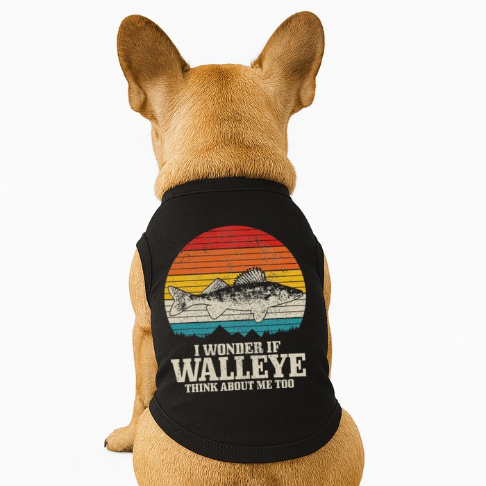 I Wonder If Walleye Think About Me Vintage Fishing Walleye Doggie Tank
