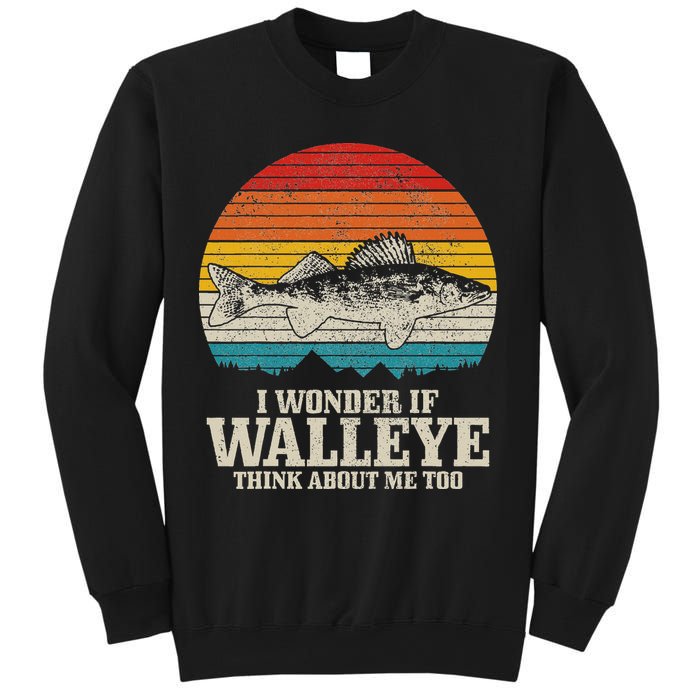 I Wonder If Walleye Think About Me Vintage Fishing Walleye Sweatshirt