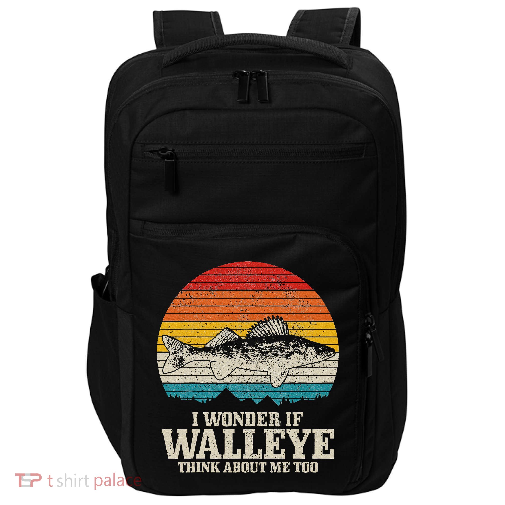 I Wonder If Walleye Think About Me Vintage Fishing Walleye Impact Tech Backpack