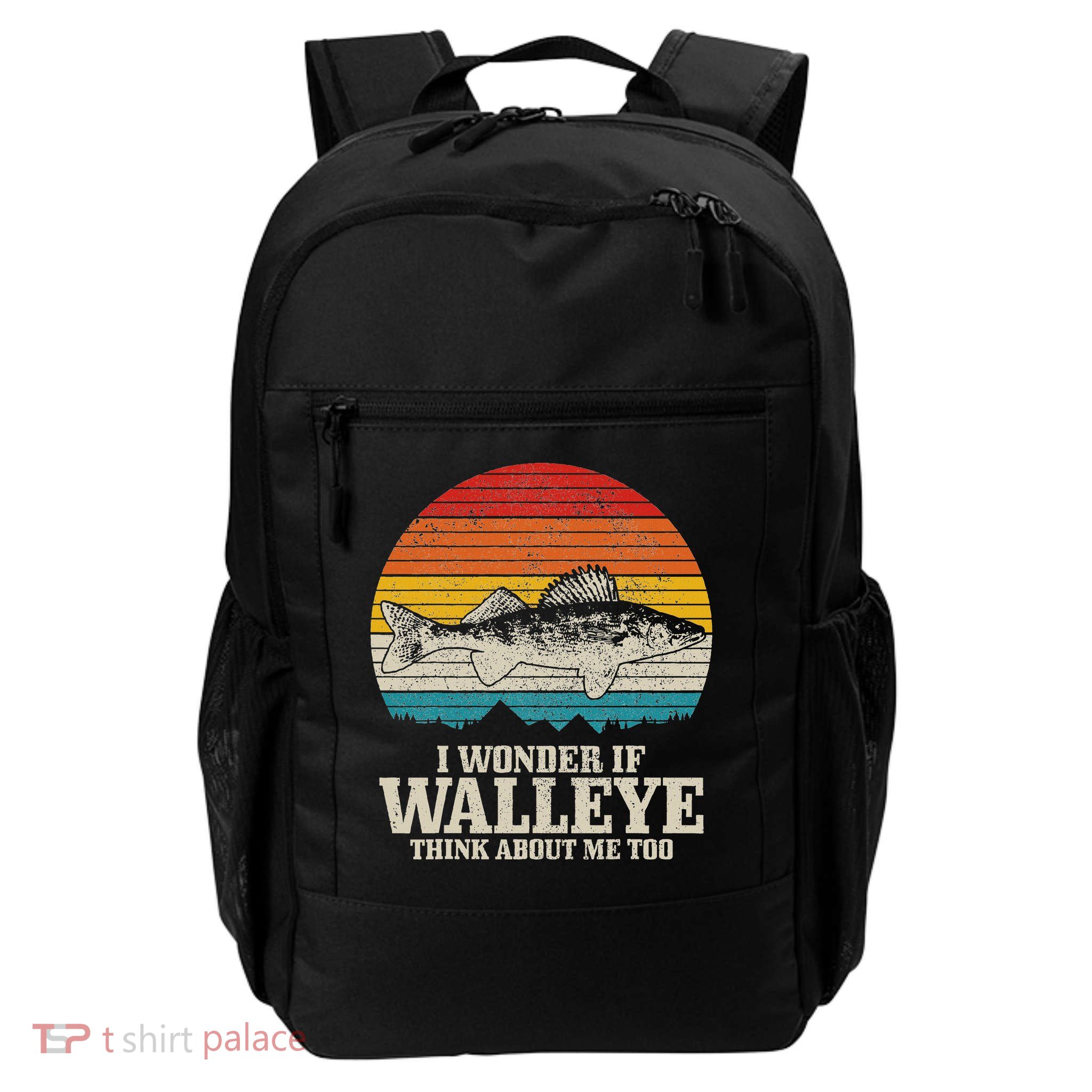 I Wonder If Walleye Think About Me Vintage Fishing Walleye Backpack