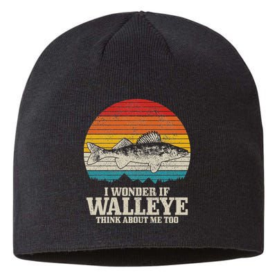 I Wonder If Walleye Think About Me Vintage Fishing Walleye Sustainable Beanie