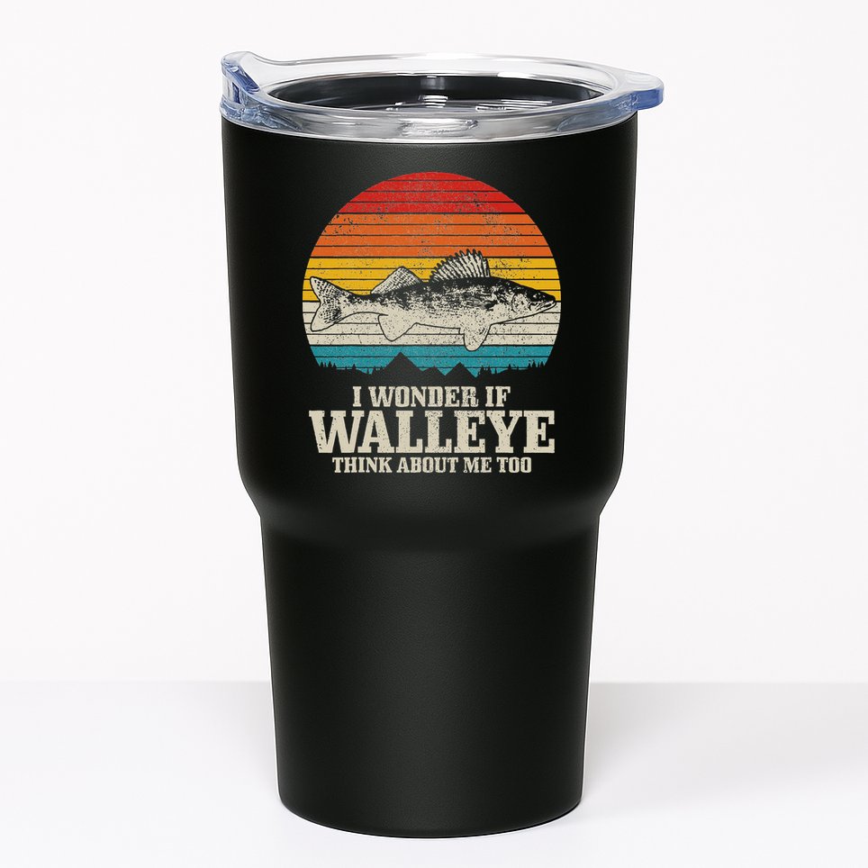 I Wonder If Walleye Think About Me Vintage Fishing Walleye Tumbler