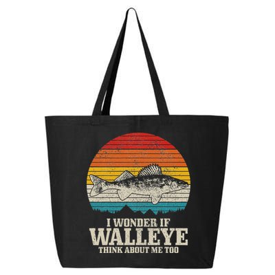 I Wonder If Walleye Think About Me Vintage Fishing Walleye 25L Jumbo Tote