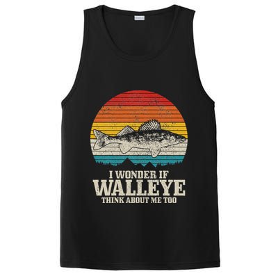 I Wonder If Walleye Think About Me Vintage Fishing Walleye PosiCharge Competitor Tank