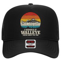 I Wonder If Walleye Think About Me Vintage Fishing Walleye Hat
