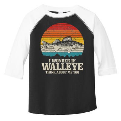 I Wonder If Walleye Think About Me Vintage Fishing Walleye Toddler Fine Jersey T-Shirt