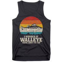 I Wonder If Walleye Think About Me Vintage Fishing Walleye Tank Top