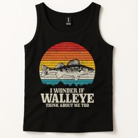 I Wonder If Walleye Think About Me Vintage Fishing Walleye Tank Top