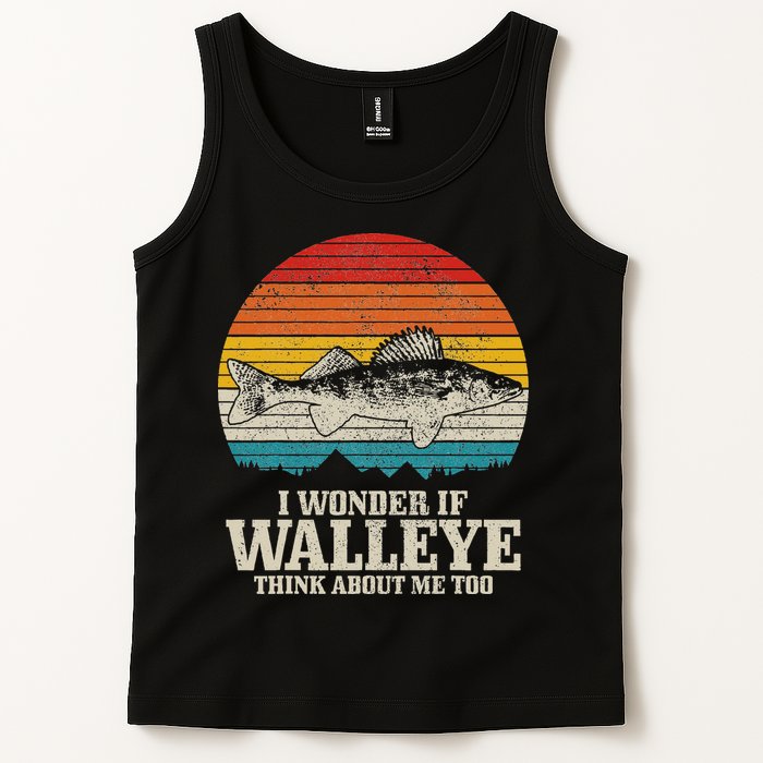 I Wonder If Walleye Think About Me Vintage Fishing Walleye Tank Top