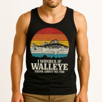 I Wonder If Walleye Think About Me Vintage Fishing Walleye Tank Top