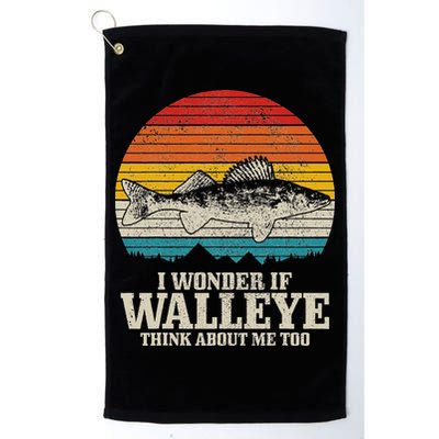 I Wonder If Walleye Think About Me Vintage Fishing Walleye Golf Towel