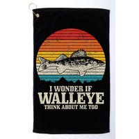 I Wonder If Walleye Think About Me Vintage Fishing Walleye Golf Towel
