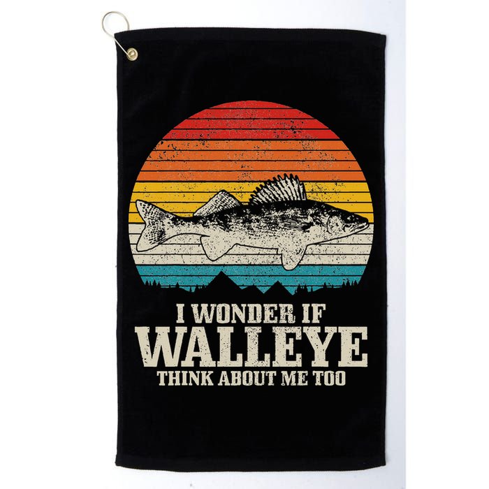 I Wonder If Walleye Think About Me Vintage Fishing Walleye Golf Towel