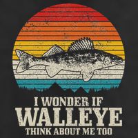 I Wonder If Walleye Think About Me Vintage Fishing Walleye Golf Towel