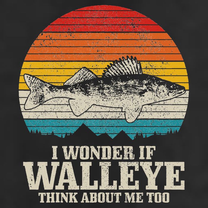 I Wonder If Walleye Think About Me Vintage Fishing Walleye Golf Towel