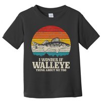 I Wonder If Walleye Think About Me Vintage Fishing Walleye Toddler T-Shirt