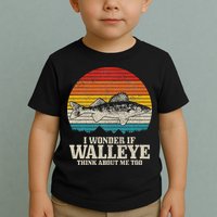 I Wonder If Walleye Think About Me Vintage Fishing Walleye Toddler T-Shirt
