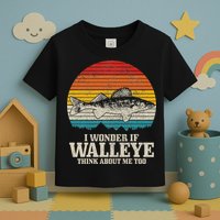 I Wonder If Walleye Think About Me Vintage Fishing Walleye Toddler T-Shirt