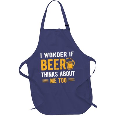 I Wonder If Beer Thinks About Me Too Full-Length Apron With Pockets