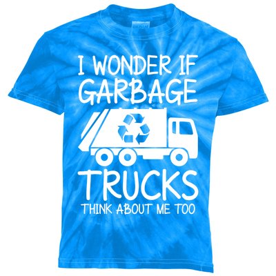 I Wonder If Garbage Trucks Think About Me Recycling Trash Gift Kids Tie-Dye T-Shirt