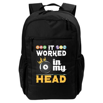 It Worked In My Head Funny 8ball Pool Billiard Player Daily Commute Backpack