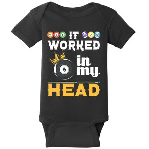 It Worked In My Head Funny 8ball Pool Billiard Player Baby Bodysuit