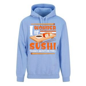 I Wonder If Sushi Thinks About Me Too Funny Sushi Lovers Gift Unisex Surf Hoodie