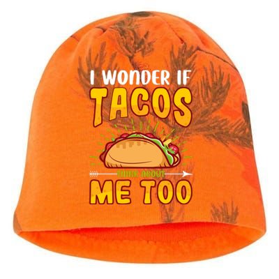 I Wonder If Tacos Think About Me Too Food Lover Kati - Camo Knit Beanie