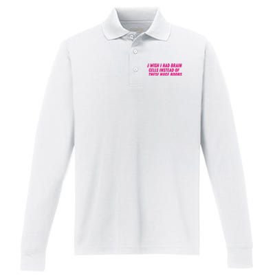 I Wish I Had Brain Cells Instead Of These Huge Boobs Performance Long Sleeve Polo