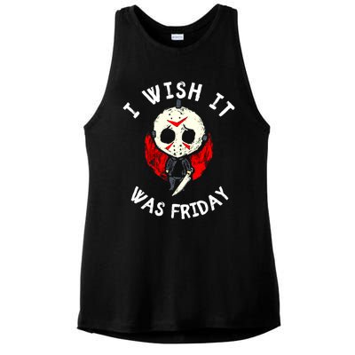 I Wish It Was Friday Funny Halloween Scary Holiday Ladies PosiCharge Tri-Blend Wicking Tank