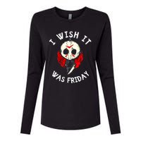 I Wish It Was Friday Funny Halloween Scary Holiday Womens Cotton Relaxed Long Sleeve T-Shirt