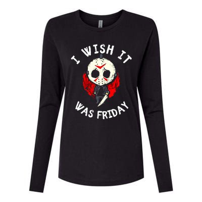 I Wish It Was Friday Funny Halloween Scary Holiday Womens Cotton Relaxed Long Sleeve T-Shirt