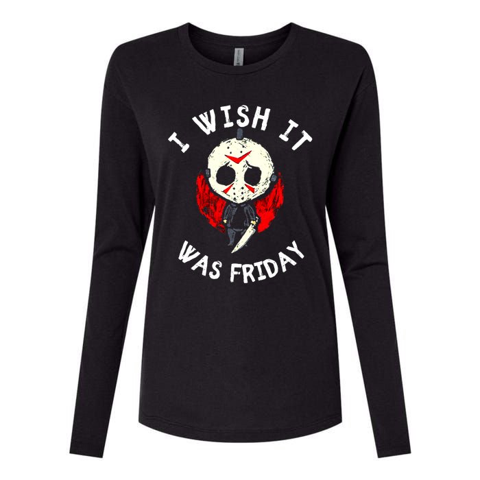 I Wish It Was Friday Funny Halloween Scary Holiday Womens Cotton Relaxed Long Sleeve T-Shirt