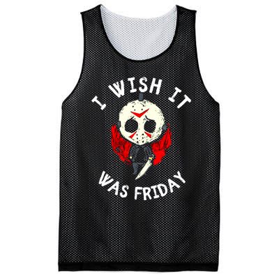 I Wish It Was Friday Funny Halloween Scary Holiday Mesh Reversible Basketball Jersey Tank