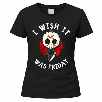 I Wish It Was Friday Funny Halloween Scary Holiday Women's T-Shirt