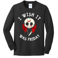 I Wish It Was Friday Funny Halloween Scary Holiday Kids Long Sleeve Shirt