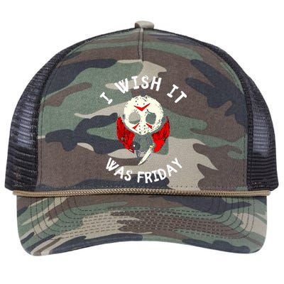 I Wish It Was Friday Funny Halloween Scary Holiday Retro Rope Trucker Hat Cap