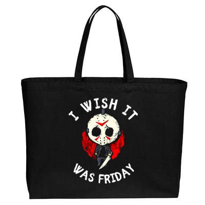 I Wish It Was Friday Funny Halloween Scary Holiday Cotton Canvas Jumbo Tote